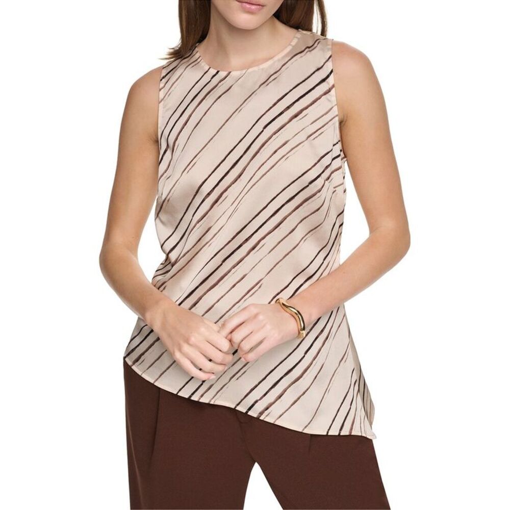 Halston Womens Sleeveless Printed Top